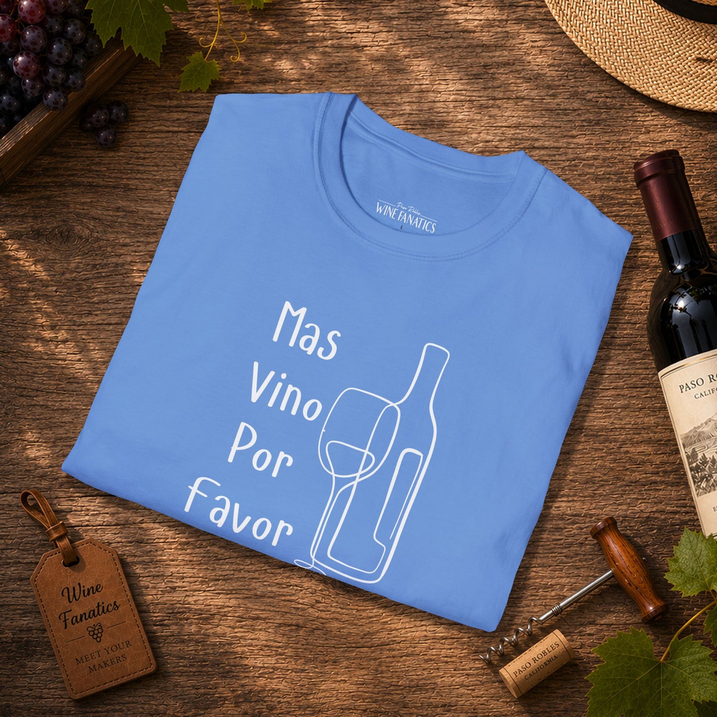Mas Vino Por Favor Crewneck Tee