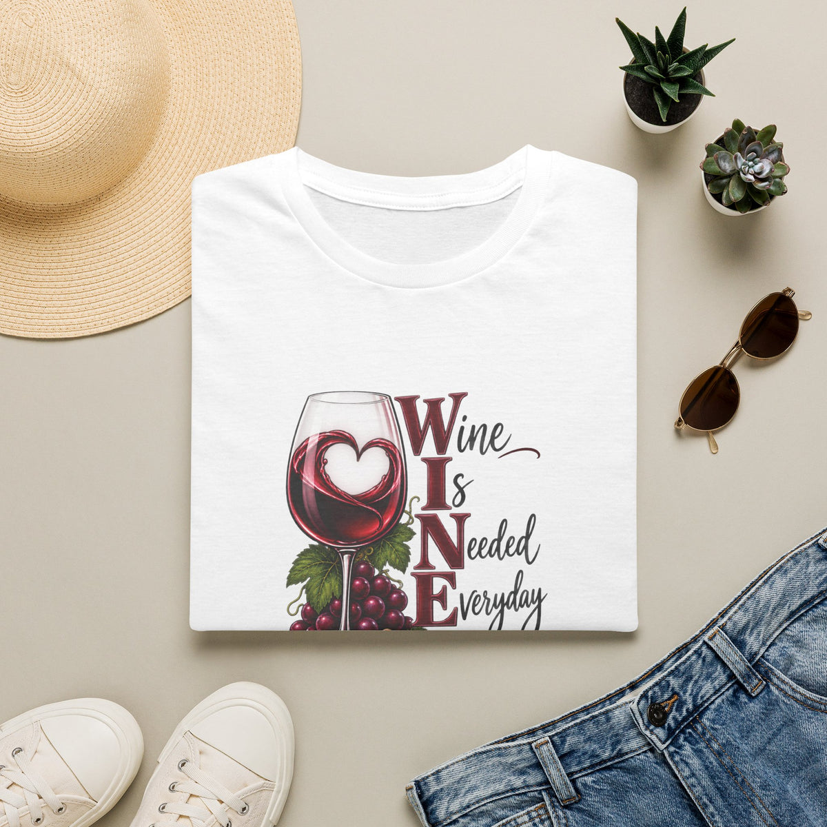 WINE Is Needed Every Day Crewneck T-Shirt