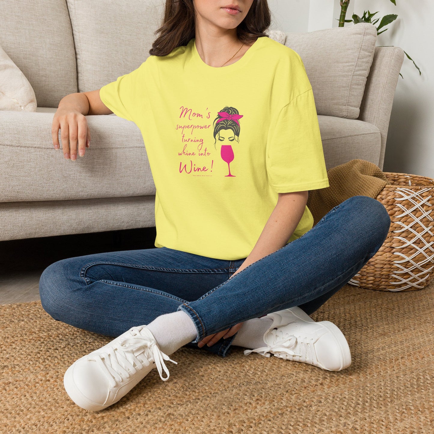 Mom's superpower, turning whine into Wine! Crewneck Tee