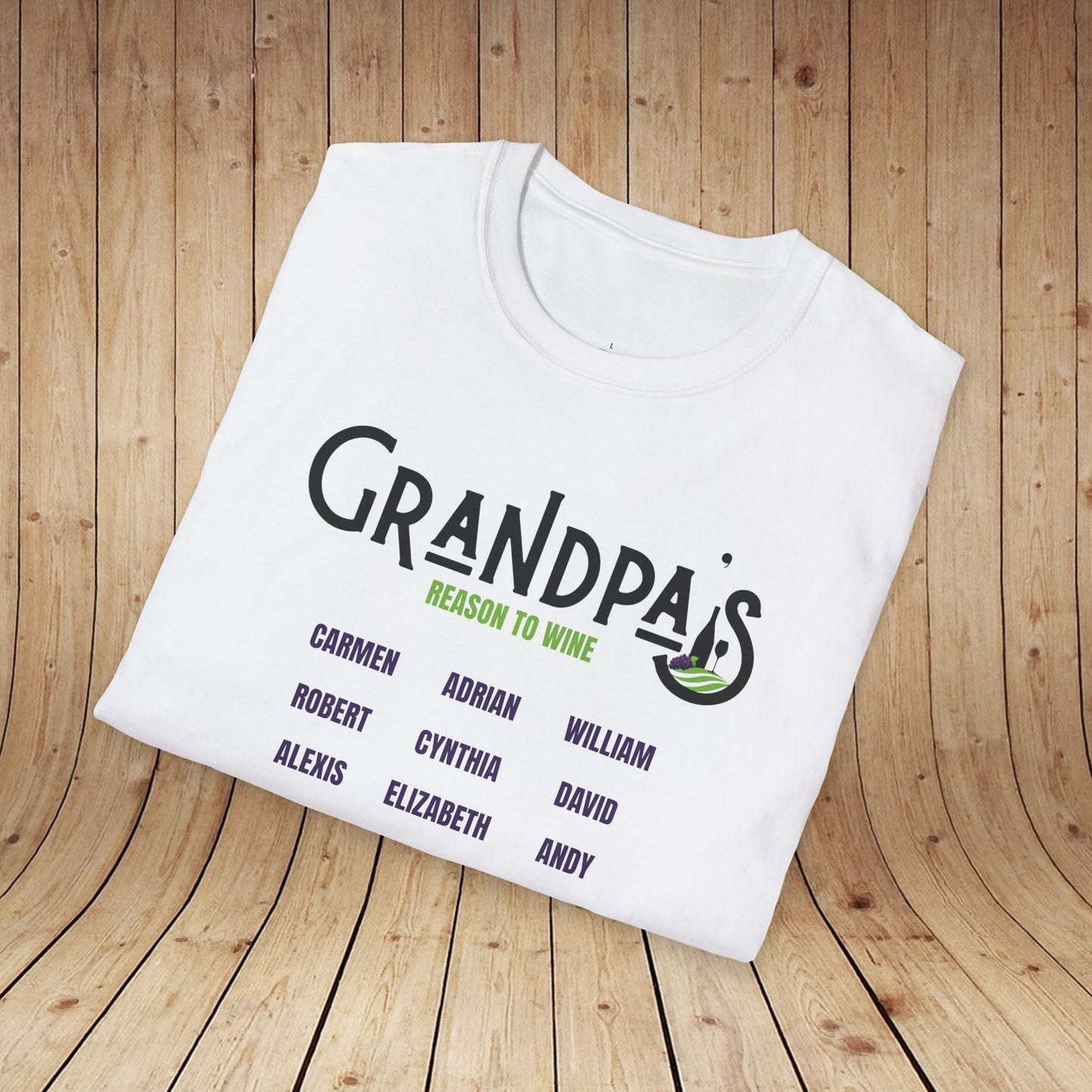 Grandpa's Reason To Wine Personalized T-Shirt