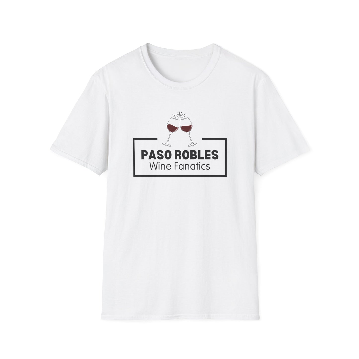 Paso Robles Wine Fanatics Banner w/Glasses Unisex Softstyle T-Shirt