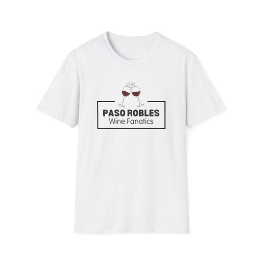 Paso Robles Wine Fanatics Banner w/Glasses Unisex Softstyle T-Shirt