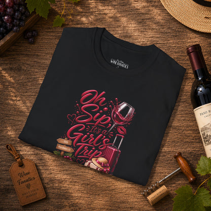 Oh Sip It's A Girl's Trip Personalized Crewneck Tee