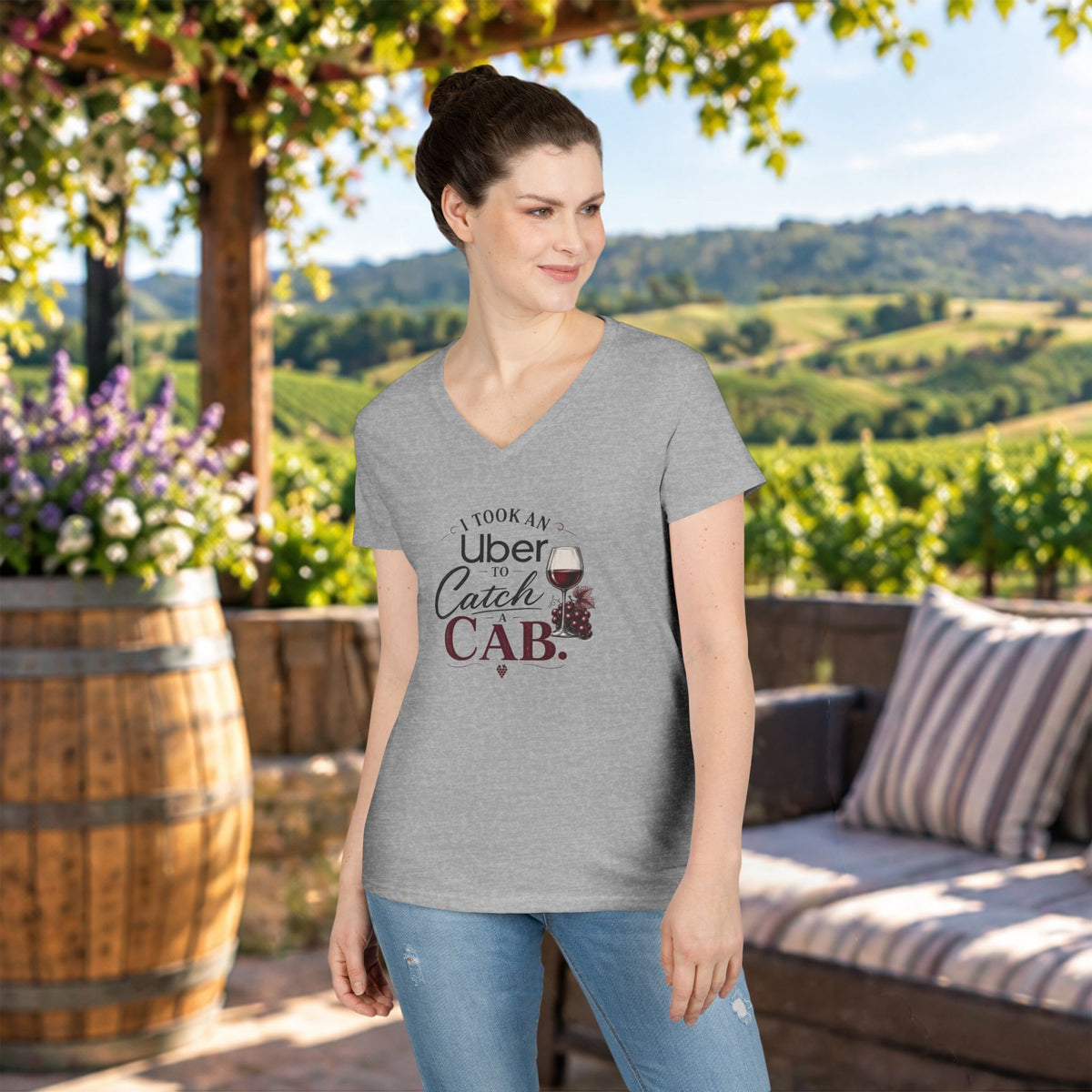 I Took An Uber To Catch A CAB Ladies V-Neck Tee