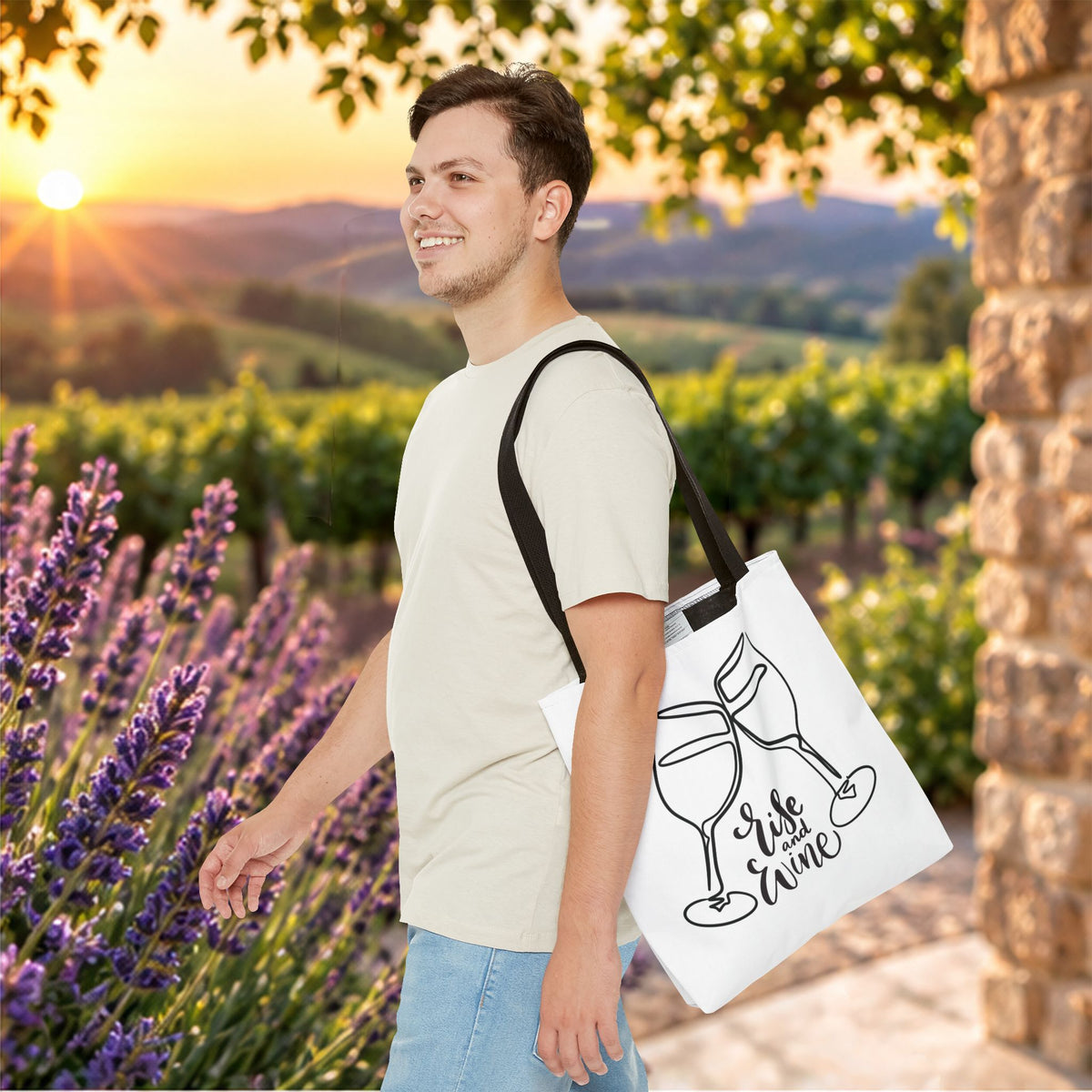Rise & Wine Personalized Tote Bag
