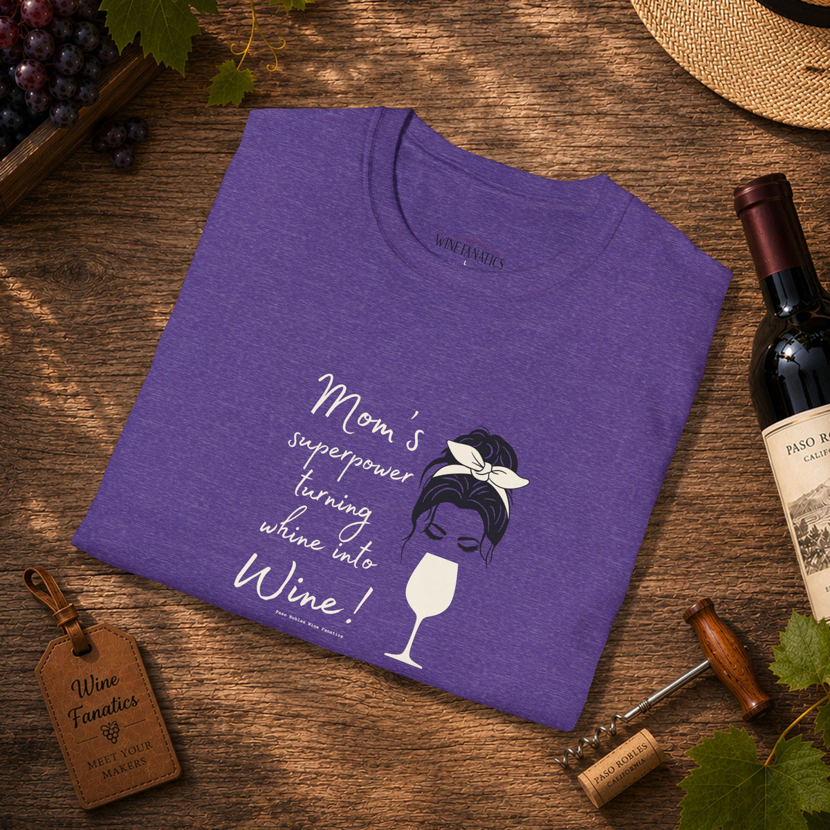 Mom's superpower, turning whine into Wine! Crewneck Tee