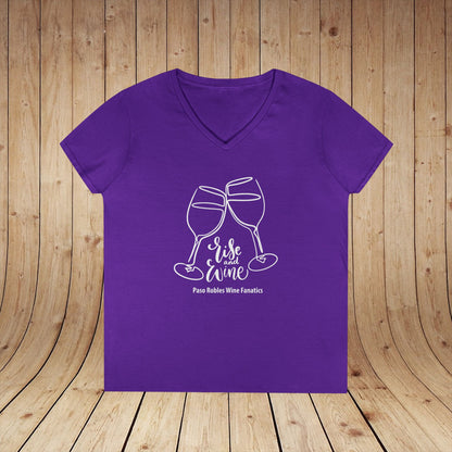 Rise & Wine Ladies V-Neck Tee