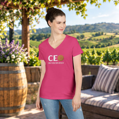 CEO Cork Extraction Officer Ladies V-Neck Tee