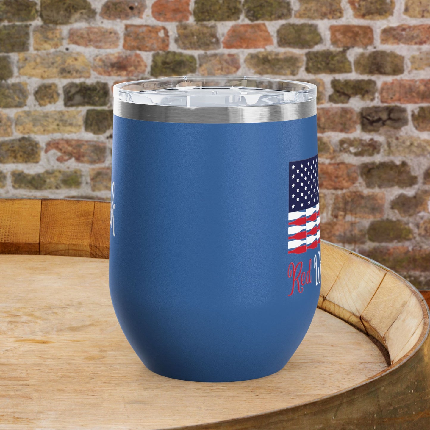 Red Wine & Blue Independence Day Personalized 12oz Wine Tumbler