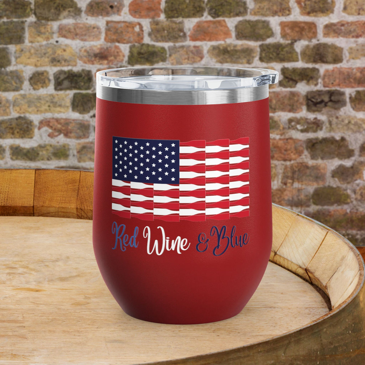 Red Wine & Blue Independence Day Personalized 12oz Wine Tumbler