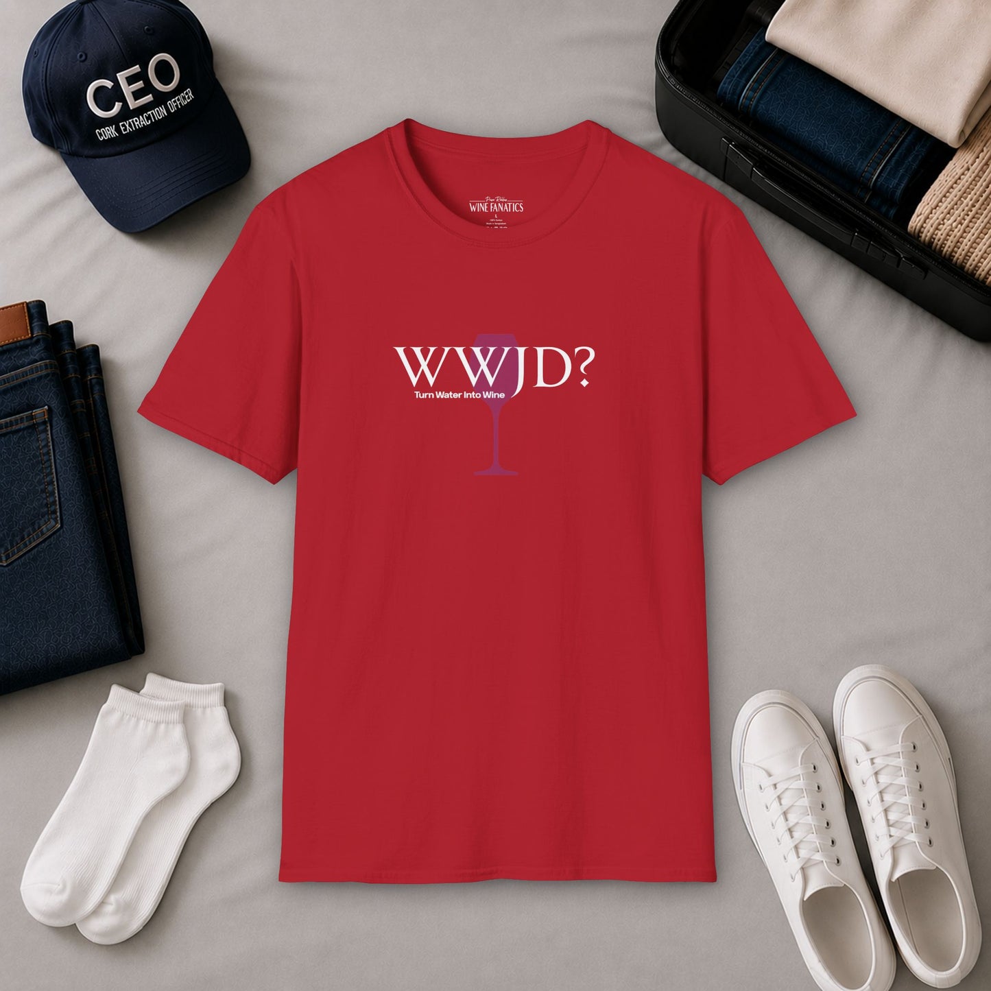 WWJD? Turn Water Into Wine Crewneck Tee