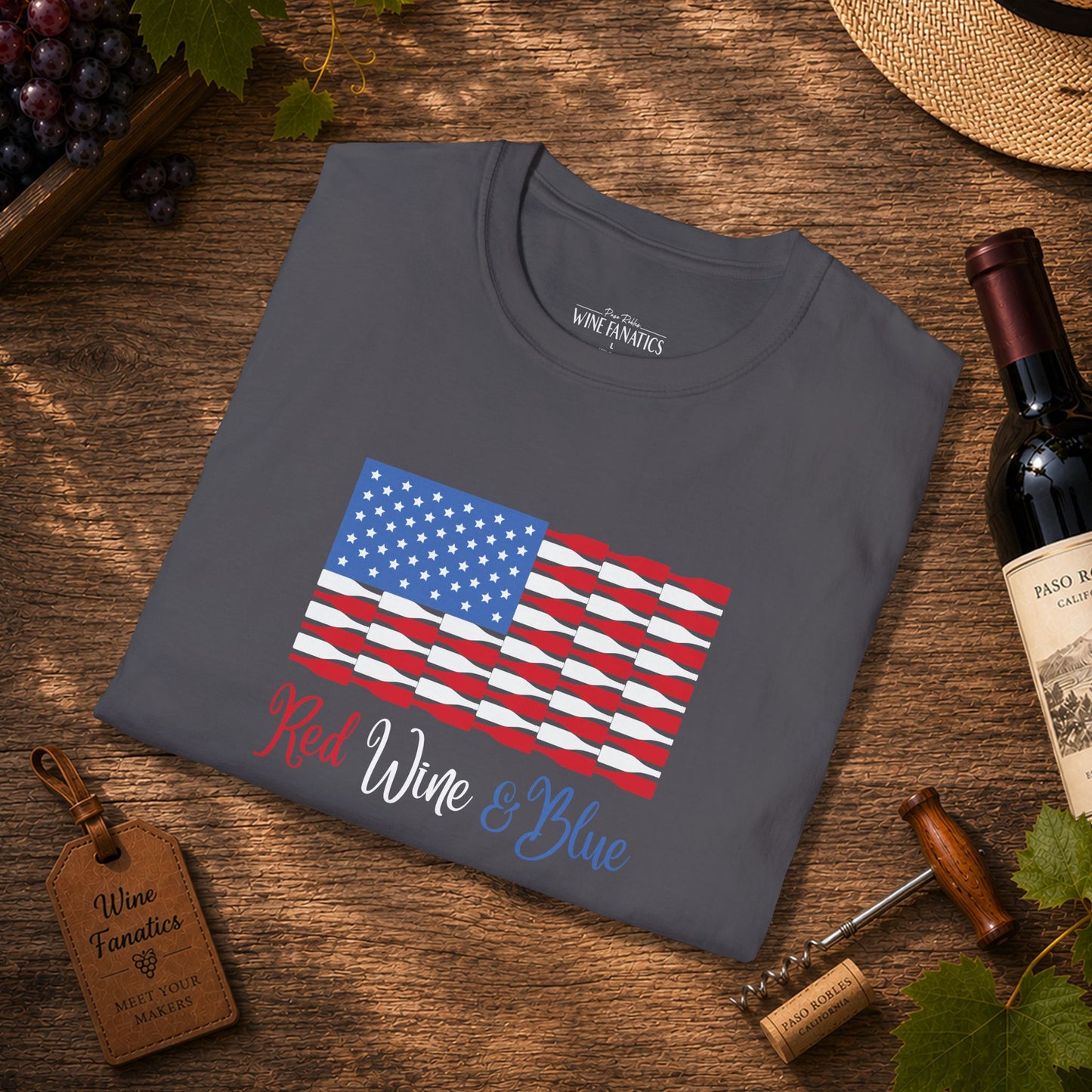 Red Wine & Blue Independence Day Unisex Softstyle T-Shirt