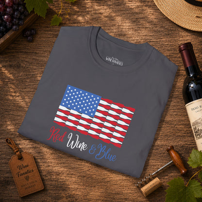 Red Wine & Blue Independence Day Unisex Softstyle T-Shirt