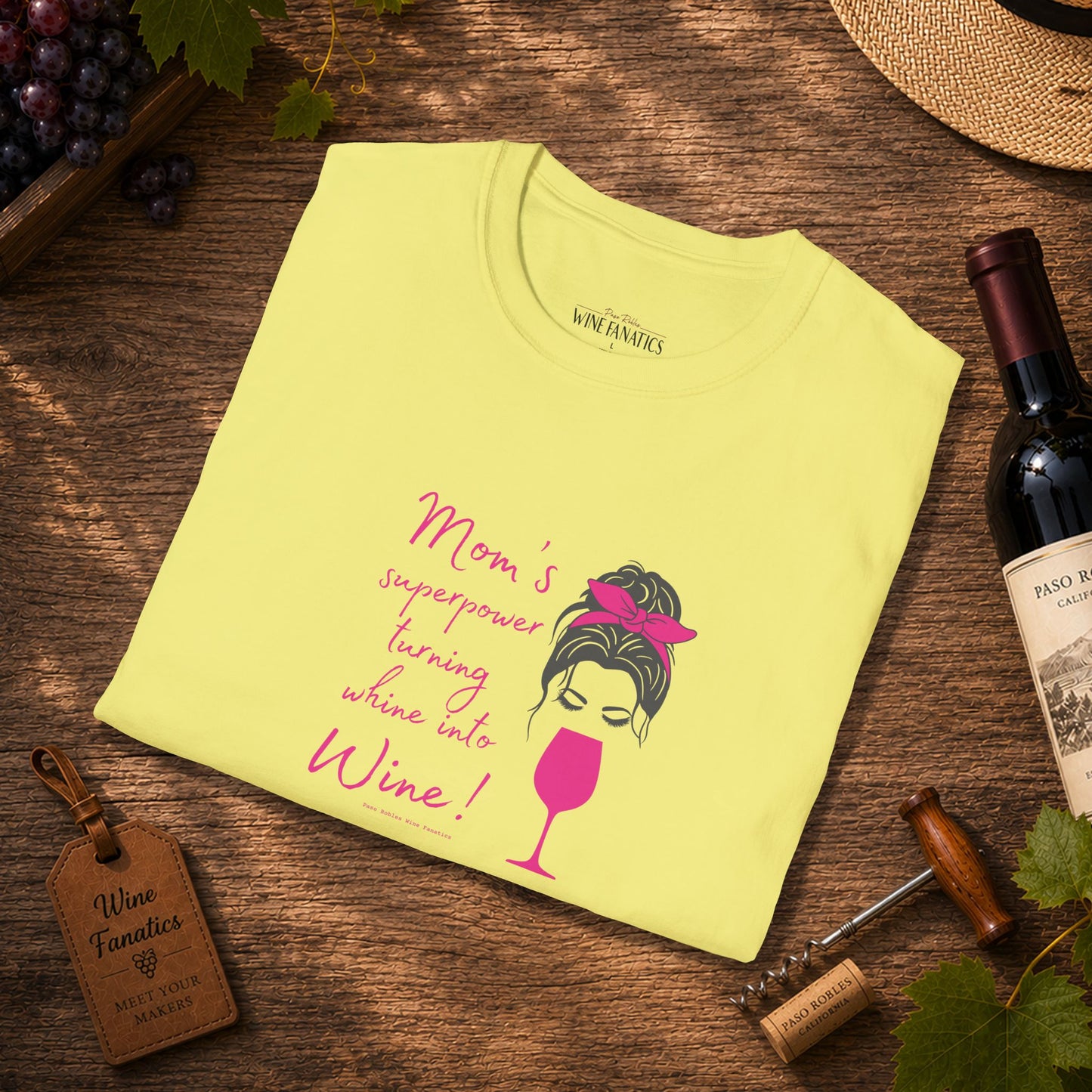 Mom's superpower, turning whine into Wine! Crewneck Tee