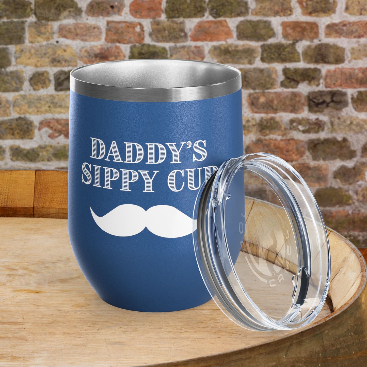 Daddy's Sippy Cup (mustache) Personalized 12oz Wine Tumbler