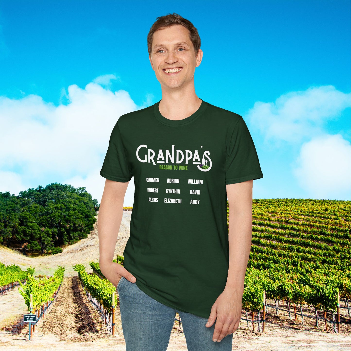 Grandpa's Reason To Wine Personalized T-Shirt