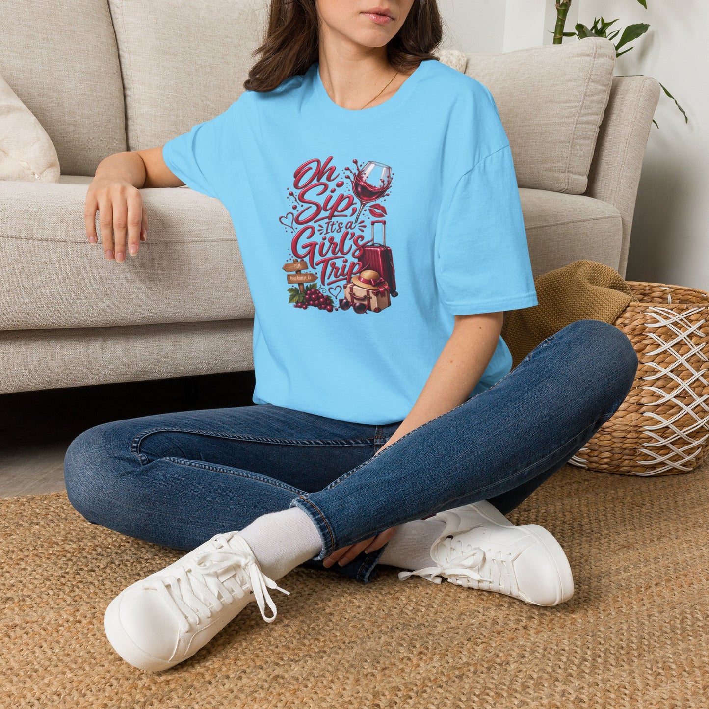 Oh Sip It's A Girl's Trip Personalized Crewneck Tee
