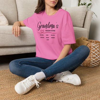 Grandma's Reason To Wine Personalized Crew Neck T-Shirt