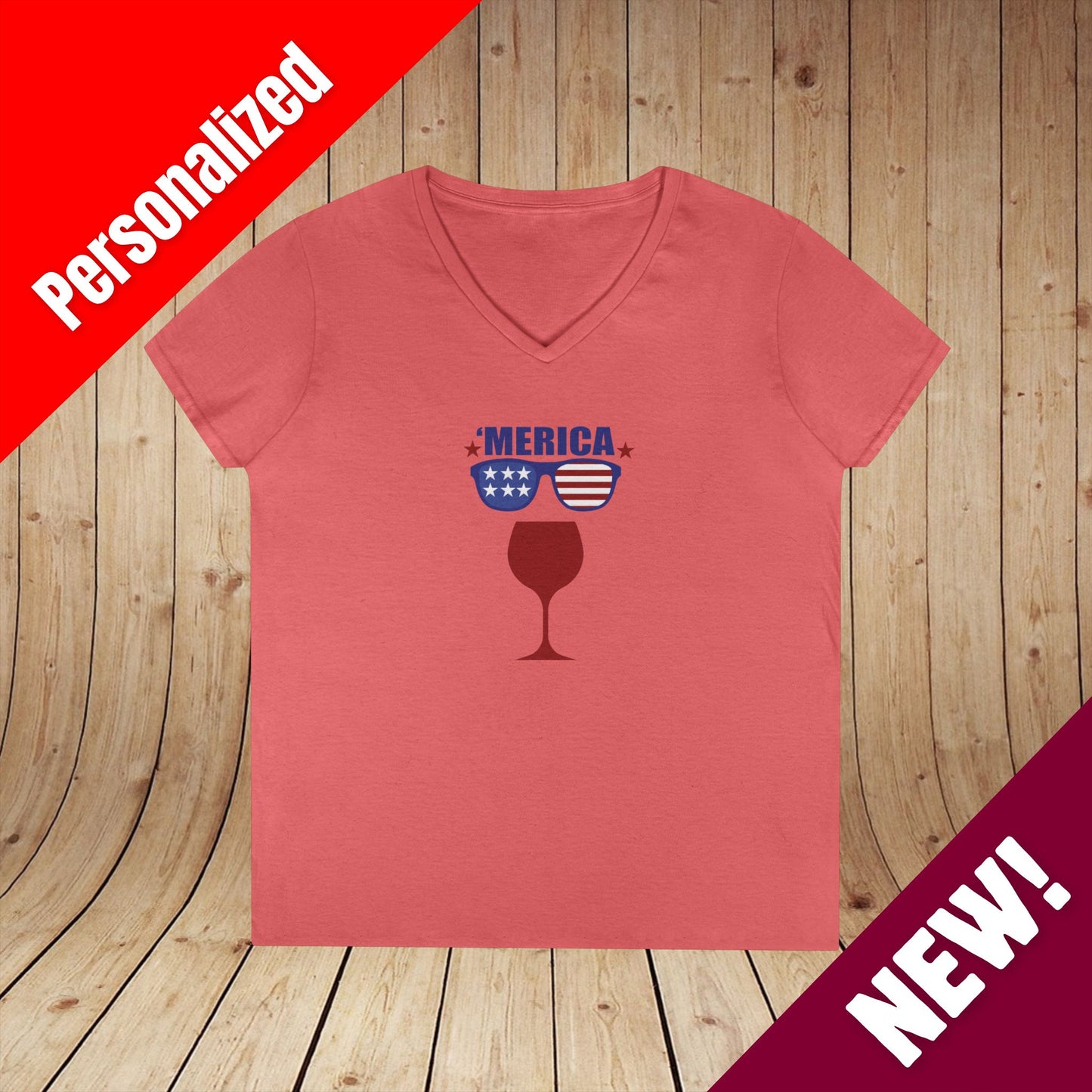 'Merica Independence Day Ladies V-Neck Tee
