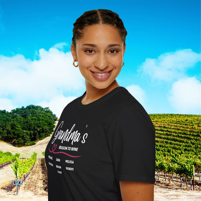 Grandma's Reason To Wine Personalized T-Shirt