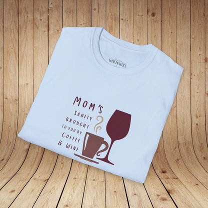 Mom's sanity brought to you by Coffee & Wine Personalized Tee