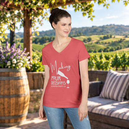 Making Pour Decisions in Sonoma, CA Ladies V-Neck Tee