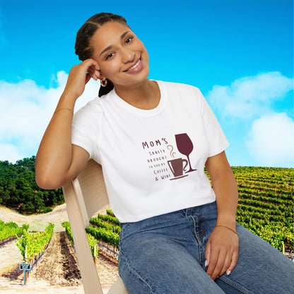 Mom's sanity brought to you by Coffee & Wine Personalized Tee