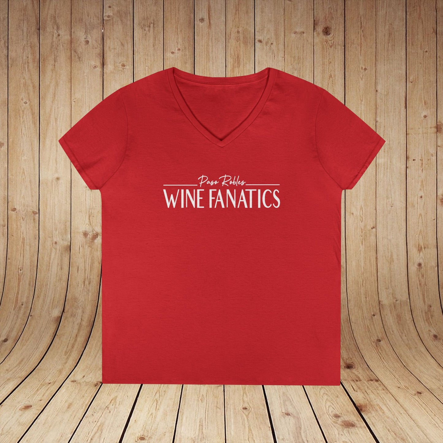 Paso Robles Wine Fanatics Logo Ladies V-Neck Tee