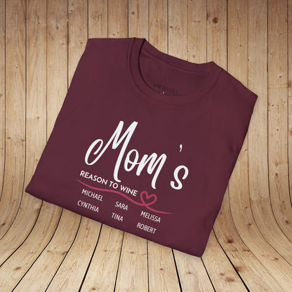 Mom's Reason To Wine Personalized Tee