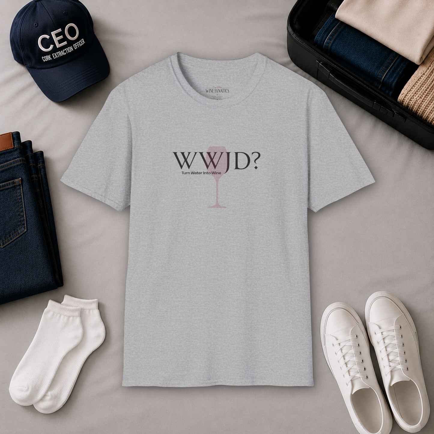 WWJD? Turn Water Into Wine Crewneck Tee
