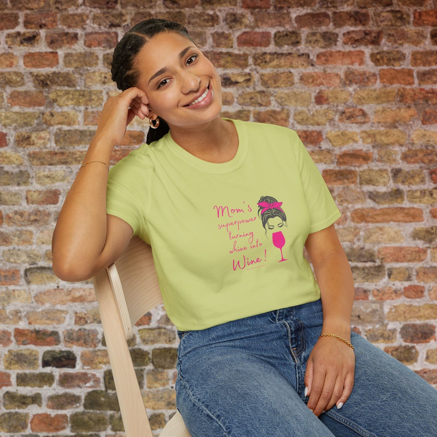 Mom's superpower, turning whine into Wine! Crewneck Tee