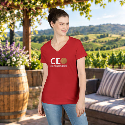 CEO Cork Extraction Officer Ladies V-Neck Tee