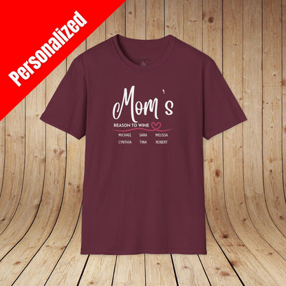 Mom's Reason To Wine Personalized Tee