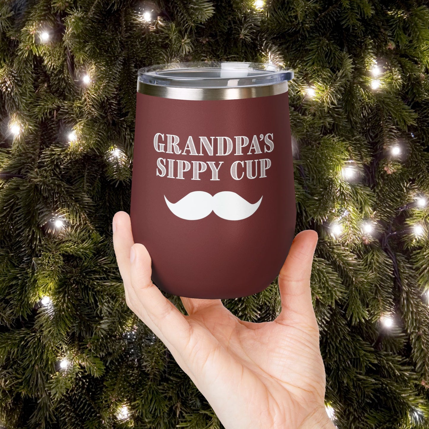Grandpa's Sippy Cup (mustache) Personalized 12oz Wine Tumbler