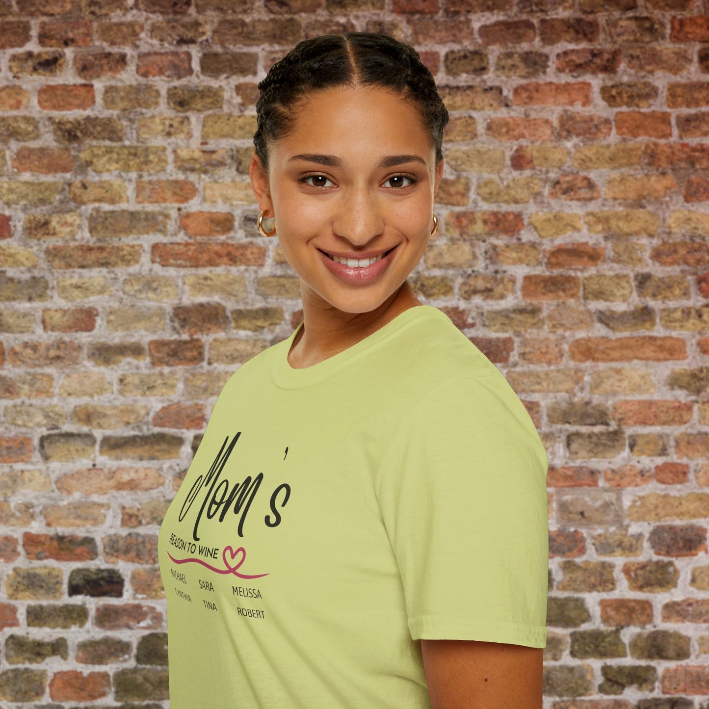 Mom's Reason To Wine Personalized Crew Neck Tee
