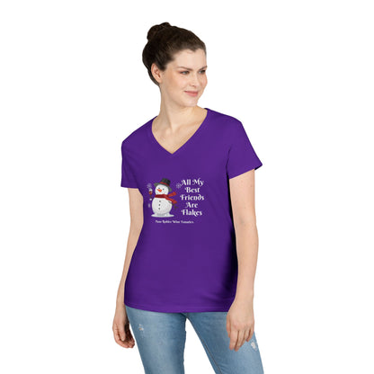 All My Best Friends Are Flakes Ladies V-Neck Tee