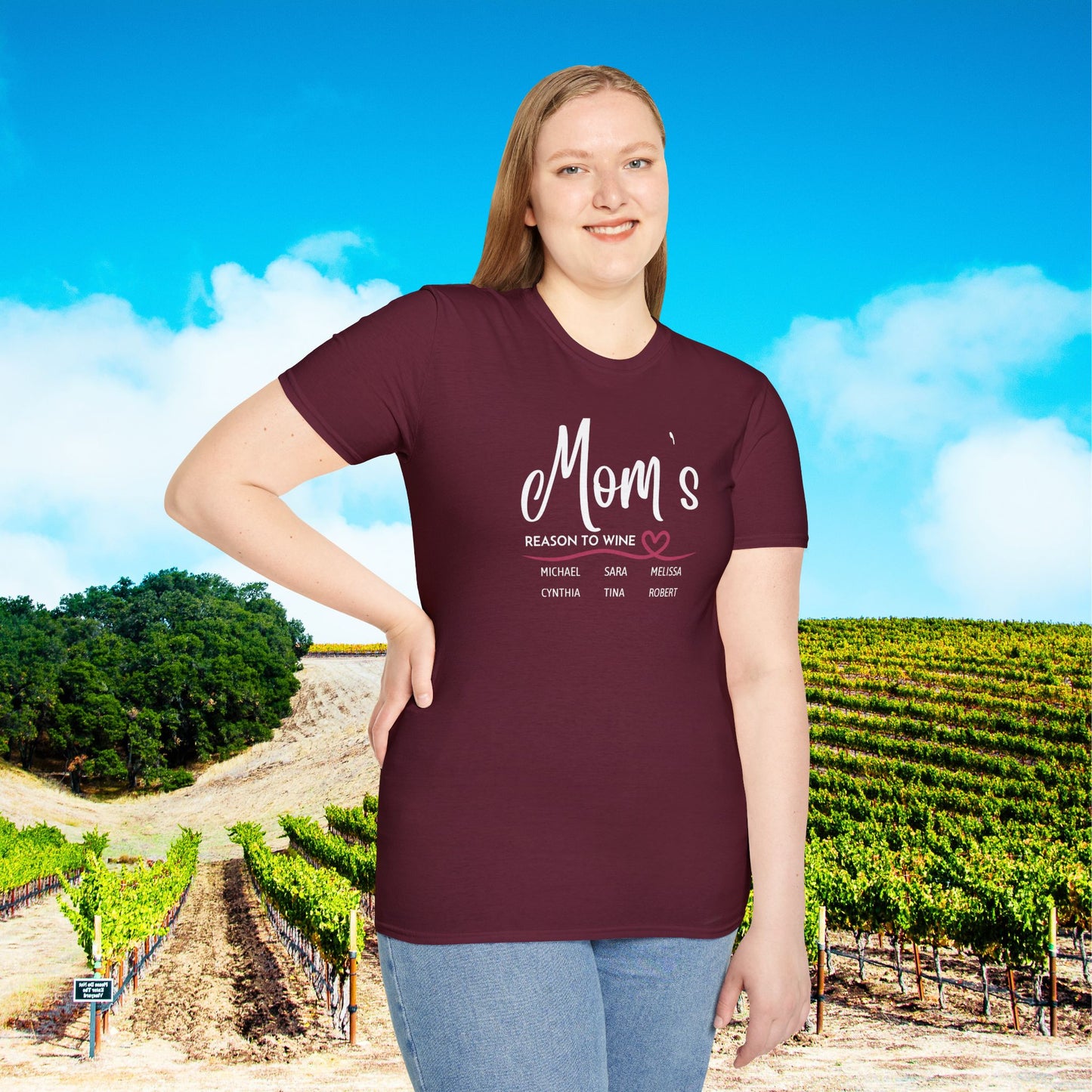 Mom's Reason To Wine Personalized Tee