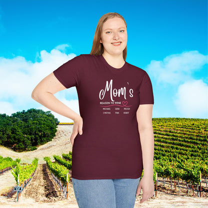Mom's Reason To Wine Personalized Tee