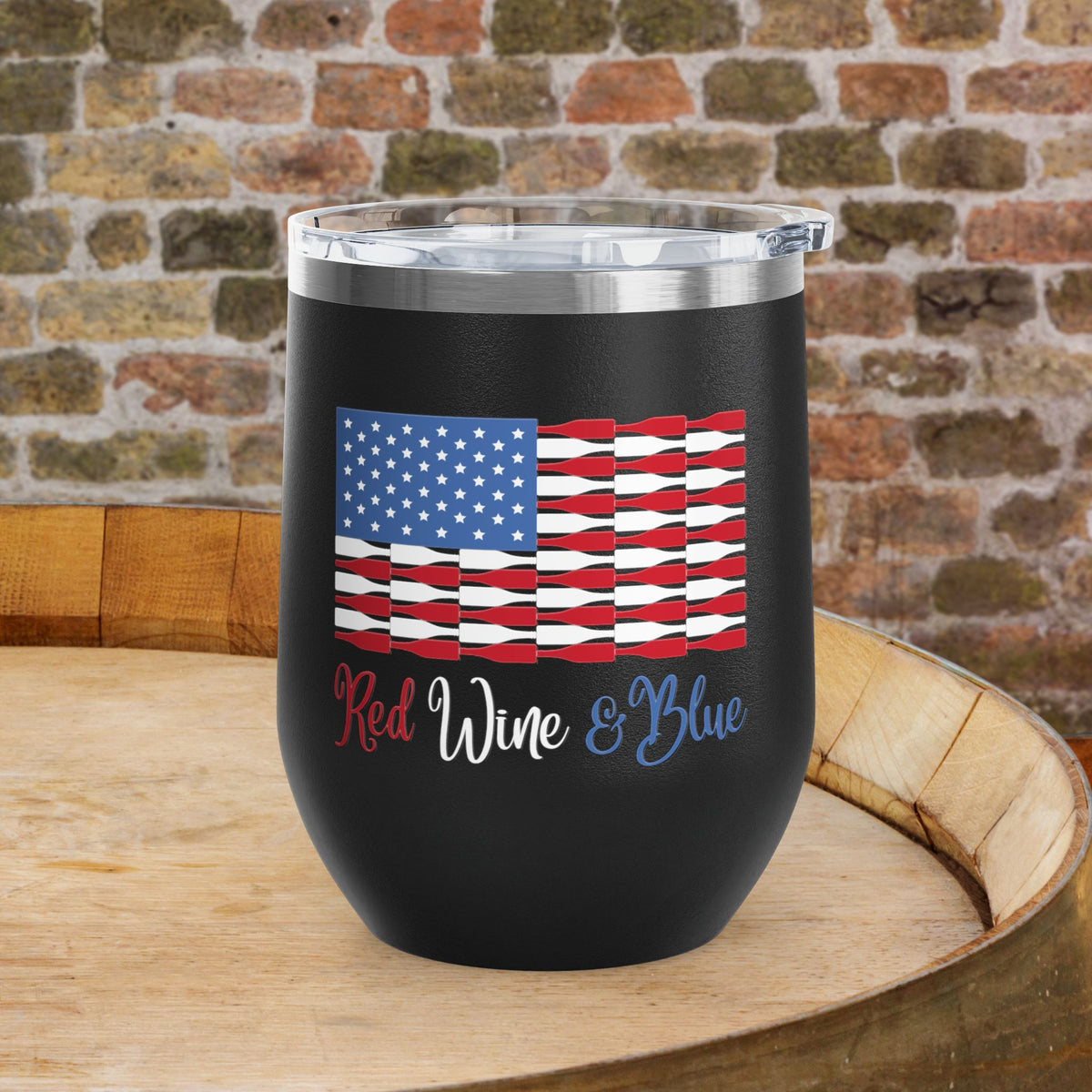 Red Wine & Blue Independence Day Personalized 12oz Wine Tumbler