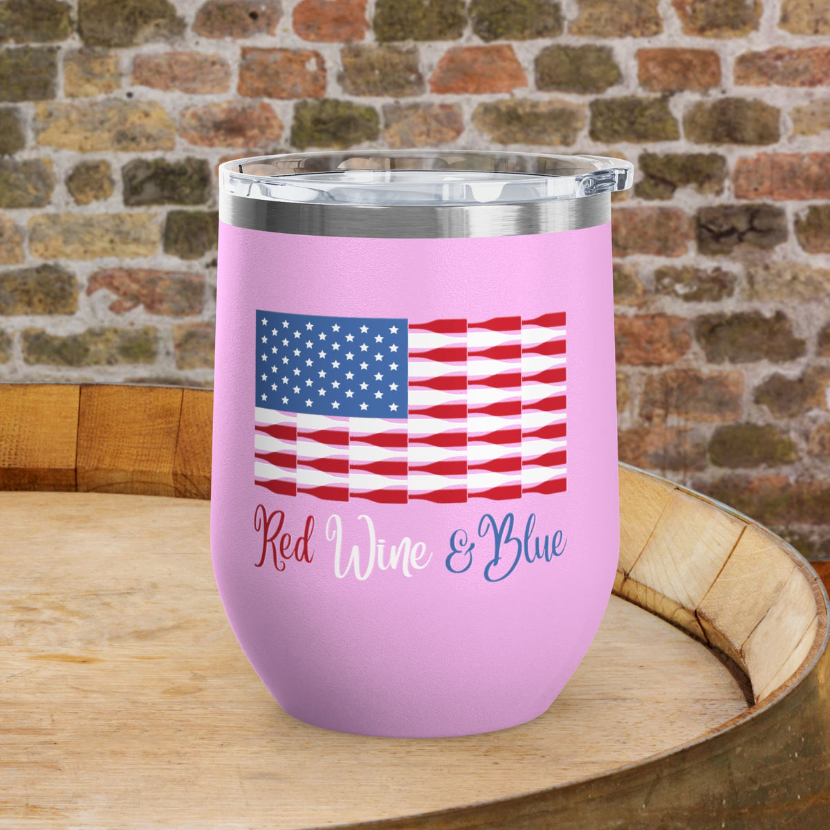 Red Wine & Blue Independence Day Personalized 12oz Wine Tumbler