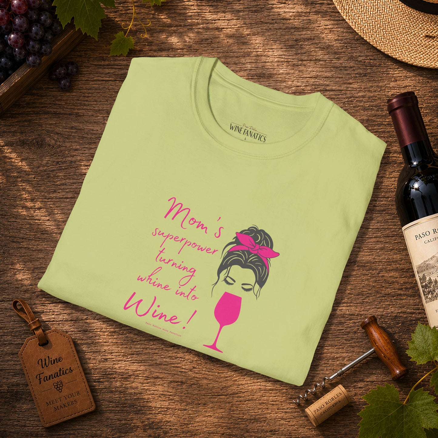 Mom's superpower, turning whine into Wine! Crewneck Tee