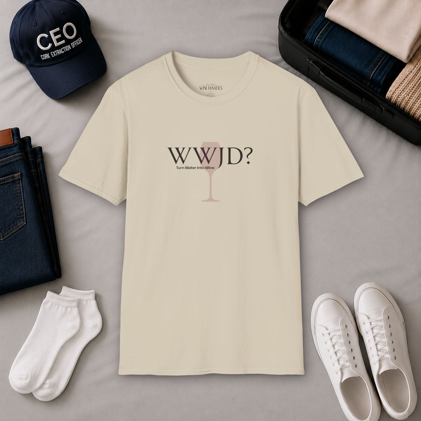 WWJD? Turn Water Into Wine Crewneck Tee