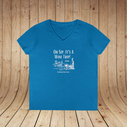 Oh Sip It's A Wine Trip Ladies V-Neck  Tee