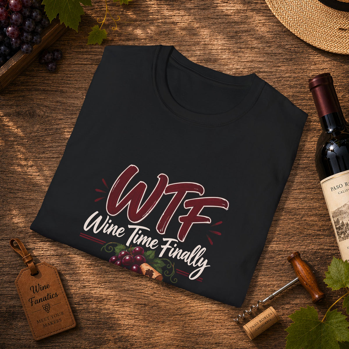 WTF Wine Tasting Finally Crewneck T-Shirt