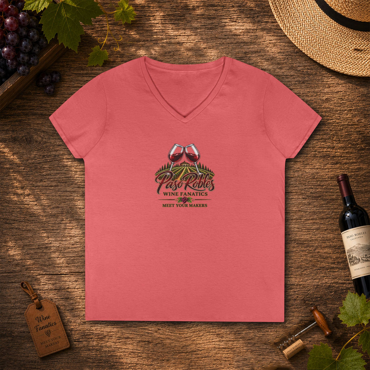 A Toast To Paso Robles Wine Fanatics Ladies V-Neck T-Shirt