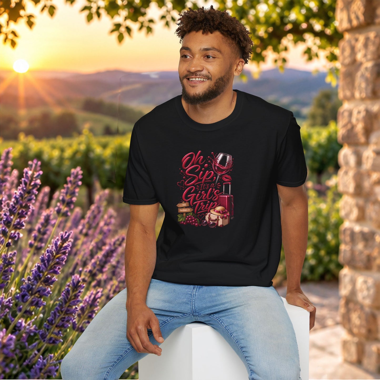 Oh Sip It's A Girl's Trip Personalized Crewneck Tee