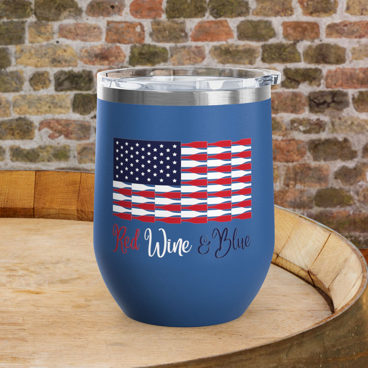 Red Wine & Blue Independence Day Personalized 12oz Wine Tumbler