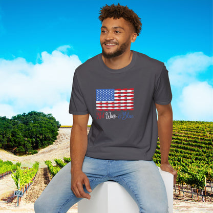 Red Wine & Blue Independence Day Unisex Softstyle T-Shirt