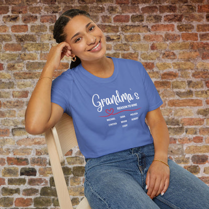 Grandma's Reason To Wine Personalized Crew Neck T-Shirt