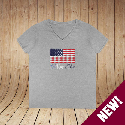 Red Wine & Blue Independence Day Ladies V-Neck Tee